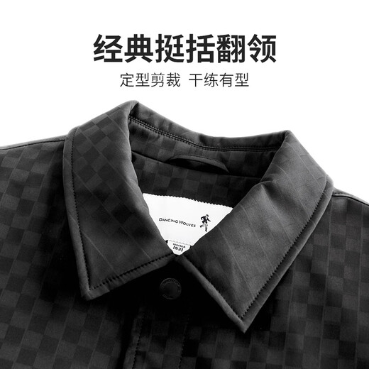 Dances with Wolves Windproof and Anti-wrinkle Lapel Jacket Men's 2025 Autumn New Commuting Casual Men's Jacket 001 Black (Thick Padded Style) XL 180/96A