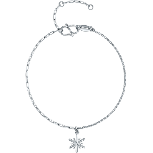 Saturday Fortune PT950 platinum bracelet for women, romantic first snow gift for girlfriend B0712597, about 2.05g 16+3cm