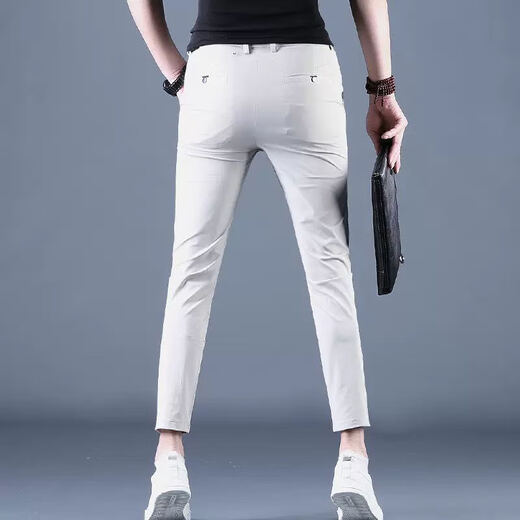 Kurentou Hosen Herren Sommer Neunpunkt Hosen Herren-Freizeithosen koreanischer Stil Trendy Slim Fit Small Feet 2025 Neue 9-Punkte-Männerhose CJ9905 Dunkelgrau 31