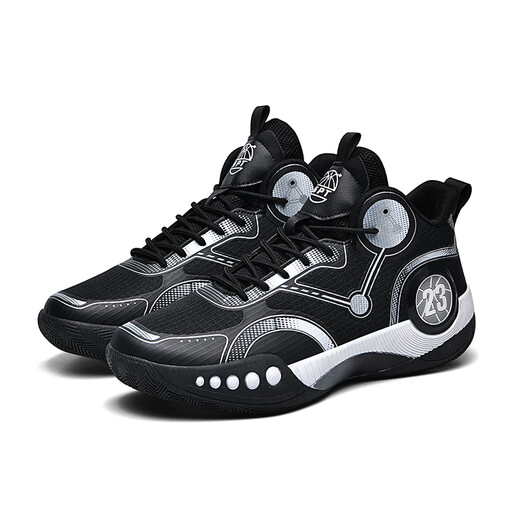 Phantom 3 basketball shoes for boys’ shoes for children and teenagers’ sports shoes for students’ leather surface non-slip Kobe junior high school students’ sneakers 866 black and white mesh - air cushion model 36 sizes Follow to send basketball socks + fluorescent bracelets