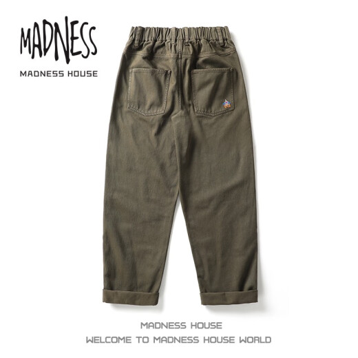 MADNESS HOUSE余文乐潮牌休闲裤男日系复古宽松直筒阔腿长裤纯棉户外工装裤子男 LK1098黑色 XL （建议130-150斤）