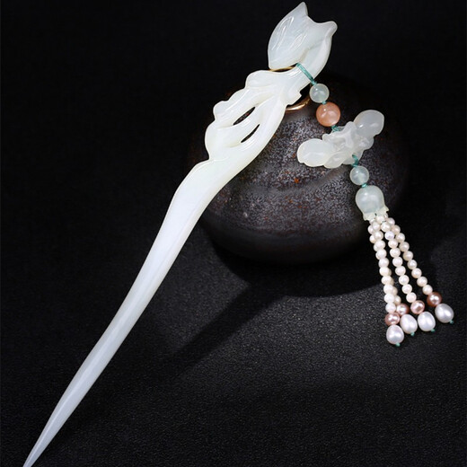 Kamalun (KAMALUN) jade tassel hairpin ancient style hair accessories jade hairpin hairpin birthday Chinese Valentine's Day gift for girlfriend and wife ghostwriting greeting card contact customer service