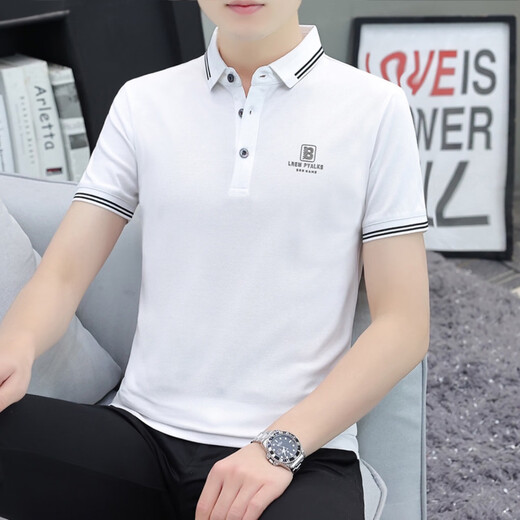 ZZANG / INS LUX LUXE LUXE LUXE MARQUE POLO CHIRT CHIRT CHIRT MEN'S NOUVEAU T-SHIRT BUSING LOBE BUSINE CASBOST COST OFFRY A12356M APPRICOT COLOR 2XL (recommandé 145-165jin [Jin est égal à 0,5 kg]))