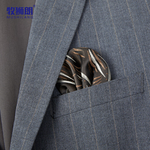 Mushilang sheep wool suit men's high-end business professional formal groom's vertical striped wedding dress for men