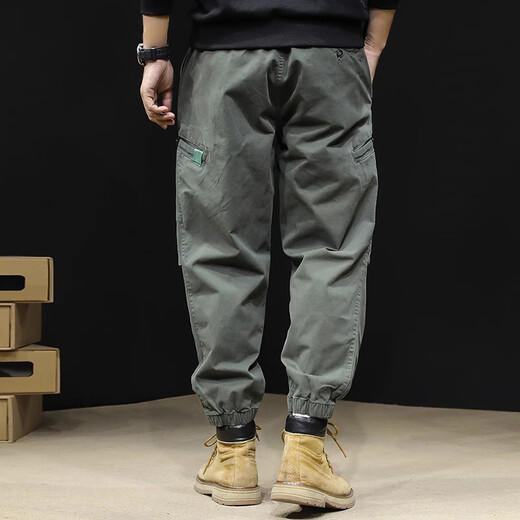 JEEP SPIRIT work pants for men's spring and autumn new loose Harren men's casual pants for men's stretch trousers 22116 military green 2XL