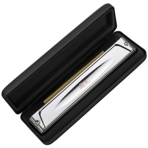 Guoguang Shanghai Guoguang 28-hole polyphonic harmonica professional middle-aged and elderly performance level polyphonic harmonica for men and women's high-end piano gifts [gift gifts for self-use stage performance] Matte 28-hole black polyphonic C-tune + big gift bag