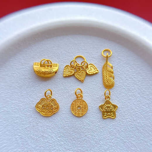 Shengli AU750 pure 18K gold accessories ancient gold chiseled Ruyi lock coin fortune tulip pendant diy bracelet 18K-702 18K gold Ruyi coin pendant