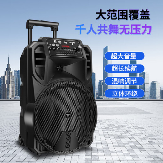 Newman N509 Square Dance Audio Mobile Home Outdoor Karaoke Bluetooth Speaker Trolley Portable Heavy Bass Large Volume Super Long Life Dual Microphone 15 Inch