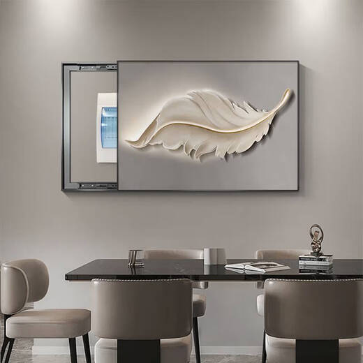 Moderne einfache Messkasten-Dekoration Malerei minimalistischer abstrakter Schwachstrom-Kasten-Abdeckungs-Maler-Restaurant Distribution Box Hängende Malerei ohne Loch Stanze JD11762 [Abstract Space] 70*50 cm (Cover 60*40) Hydraulisch schwarzer Rahmen