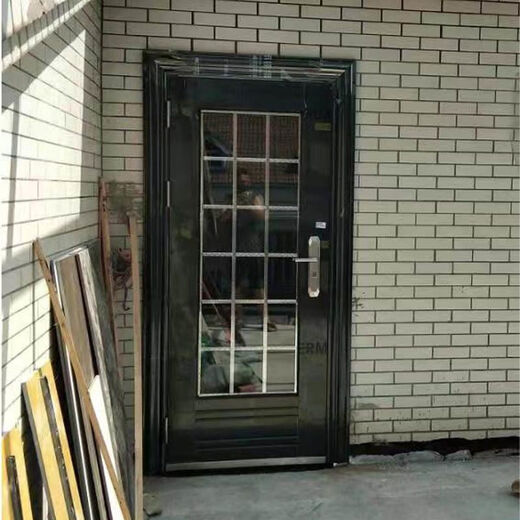 维诺亚304不锈钢单门子母门家用定制加厚双开门阳台顶楼不锈钢防盗大门 加厚拉丝玫瑰金定制(一平方价)