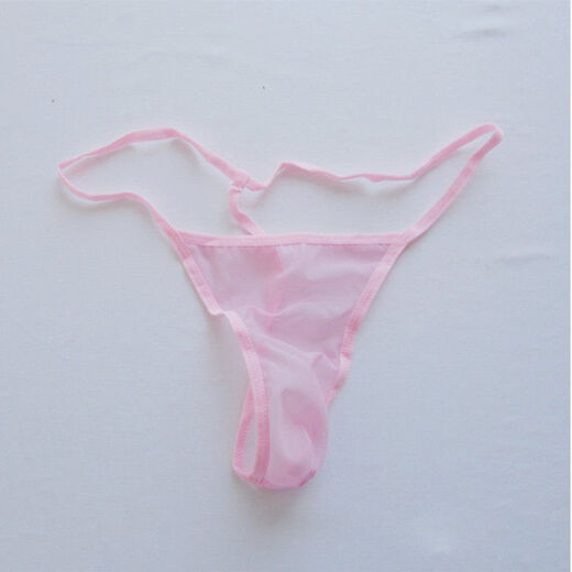 New men's sexy underwear thong transparent breathable sexy pants sexy seamless briefs 3 pieces pink + yellow + white, one size fits all 100-160