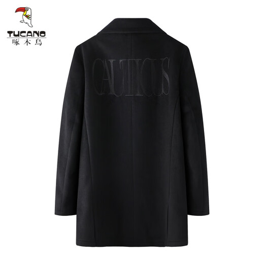 Woodpecker (TUCANO) double-sided woolen coat woolen men's shear label men's windbreaker winter men's double-breasted wool thick woolen coat D4R05400 black 165/84A -116Jin Jin equals 0.5 kg