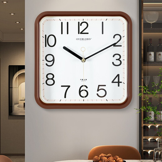 The story of time, light luxury modern wall clock, living room, home, fashionable bedroom clock, no punching, wall hanging, no punching, 6191A square brown white disk, 12 inches [diameter 30 cm]