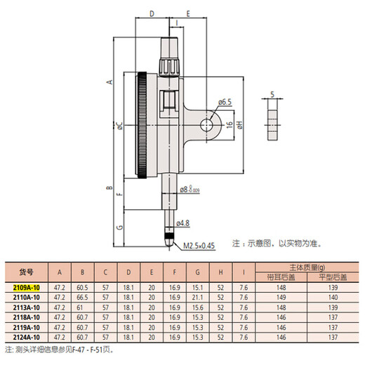 Mitutoyo dial indicator, high precision 0.001 pointer indicator, imported from Japan, 2109AB-10/0-1mm/5 m flat back cover
