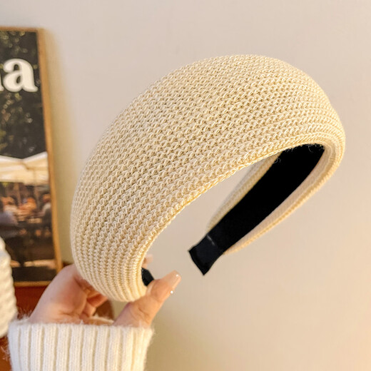 Danqin Zhao Liying's same style solid color knitted wide-brimmed headband for women, retro face wash and hair press headband, versatile hair bundle headband for going out, same style as Zhao Liying's gray