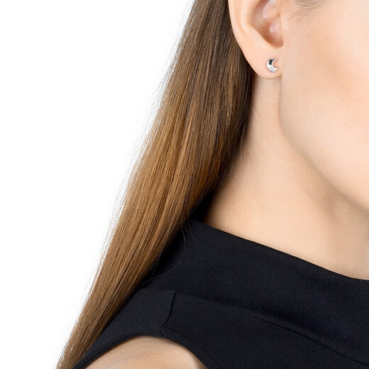 Chow Sang Sang Pt950 platinum Let s Play earrings with moon single-sided earrings 89815E