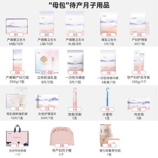 October Crystal Maternity Pregnancy Bag (35-piece Set) Admission Full Set Mother and Child Combination Maternal Postpartum Confinement Supplies