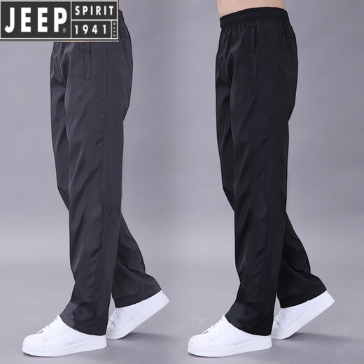 JEEP SPIRIT Sports Men's Pants Spring and Autumn 2025 New Men's Casual Pants Loose Straight Jackets Men's Winter Velvet Windproof Pants 616 Black Velvet 3XL 155-175Jin Jin equals 0.5 kg