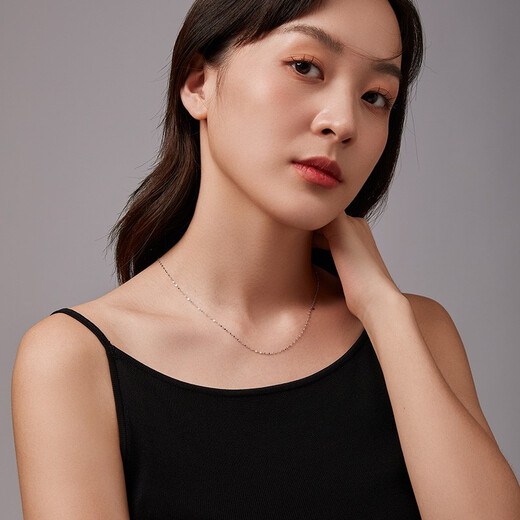 Saturday Fortune (ZLF) platinum necklace for men and women PT950 shiny versatile lip chain platinum necklace plain chain 1.27g 40cm +5cm