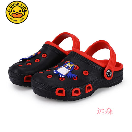 G.DUCK KIDS little yellow duck summer new children's shoes men's wading breathable sandals beach non-slip wear-resistant children's hole shoes women's shoes black/fruit green 24