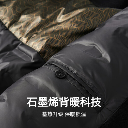 Dances with Wolves Cashmere + Sheep Wool Goose Down Liner Technology Temperature Locking Lapel Wool Thick Jacket Men's Down Jacket Black 175