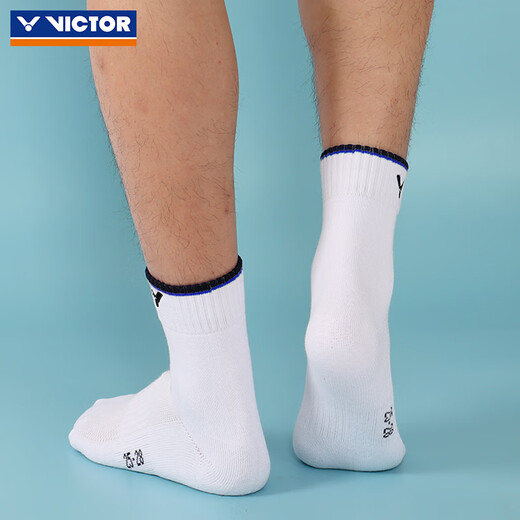 VICTOR chaussettes de badminton bas de serviette épaissi pour hommes chaussettes de sport professionnelles mi-longues absorbant la transpiration, respirantes, confortables et antidérapantes SK-149 SK149F/bleu nautique Taille unique 25-28 cm