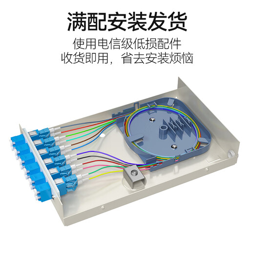 FiberHome烽火4口/8口/12口光纤终端盒壁挂式尾纤光缆熔接盒盘SC/FC/LC LC单模满配8芯-4口