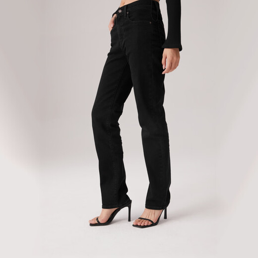 Levi's李维斯女士724高腰修身直筒美式简约复古cleanfit牛仔裤 黑色 24 (28)