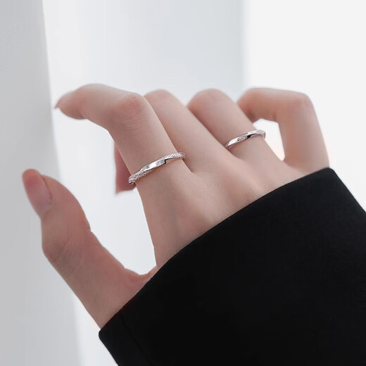 Mansheng pure 999 pure silver Mobius ring light luxury index finger ring women's open ring niche design single ring 999 silver Mobius ring nail sand style
