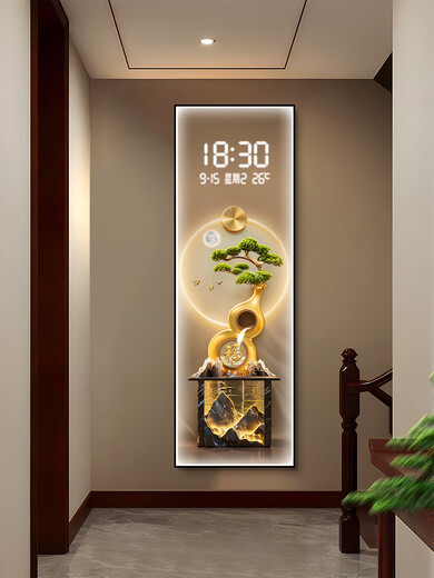 Beyzk Perpetual Calendar Electronic Display Screen 2024 Neue groß angelegte Uhr Walluhr Wohnzimmer Eingangsbetriebszeitjahr Taktnummern BY3527 35*105 cm (Standardschwarzer Rahmen erfordert Goldrahmenkontakt