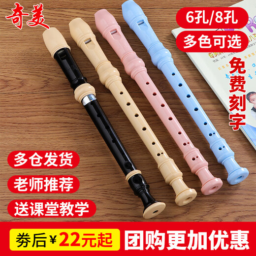 SHANBEI Rec parleur allemand Treble 8 trous d'école primaire à 6 trous pour débutants Instruments de musique à six trous à six trous (sac en tissu) poudre de 8 trous + papier matériel