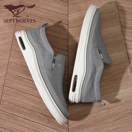 
Seven Wolves men's shoes canvas shoes men's casual shoes summer shoes men's breathable and versatile one-foot laziness shoes old Beijing cloth shoes gray 9443 42