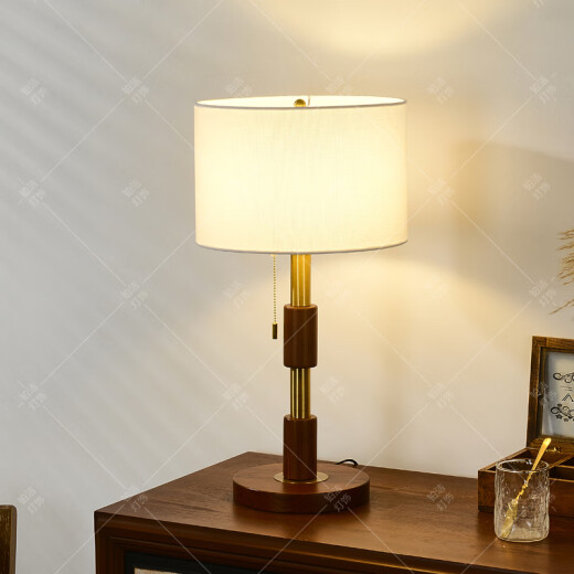 French medieval wabi-sabi style floor lamp living room American retro ash wood bedroom high-end atmosphere decorative table lamp - walnut color - height 59cm - 16W supports Xiao Ai classmates - infinite dimming - free remote control