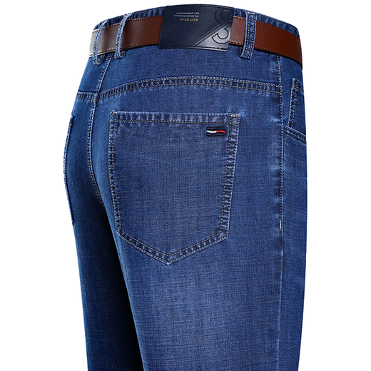 
Pier Cardin light luxury high-end summer jeans men's thin loose high waist straight cotton pants middle-aged casual stretch large size pants 3879 models Zhonglan size 29