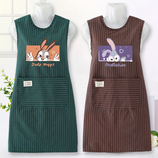 Gemengtong vest apron kitchen household pure cotton catering special cooking list 2025 new cute women's work clothes gray-ZJ701 vest vertical cotton 1 piece