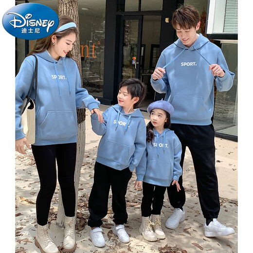 Disney Autumn and Winter parent-child clothing for a family of four blue sweatshirts 2025 new trendy family clothing Western mother-daughter clothing class uniforms denim blue spring and autumn sweatshirts 100 cm 22-30Jin Jin equals 0.5 kg