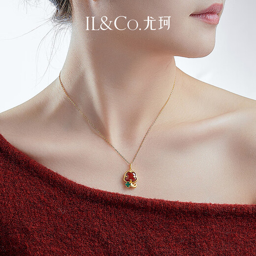 IL&CO Youke Good Luck Cute Snake Zodiac Year Snake Silver Necklace for Girl Birthday and New Year Gift for Girlfriend and Wife Agate Zodiac Year Snake Necklace