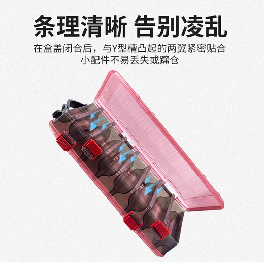 King Lure Bait Box Multifunctional Single and Double Layer Lure Bait Storage Box Multi-Gate Fishing Tackle Box Accessories Thickened Box Small 5-Gate - Black Cover Red Bottom