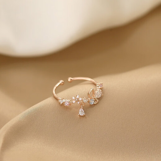 Qi Xiaomi flower ring for women ins fashion small fresh fashion personality opening adjustable niche design index finger ring gift