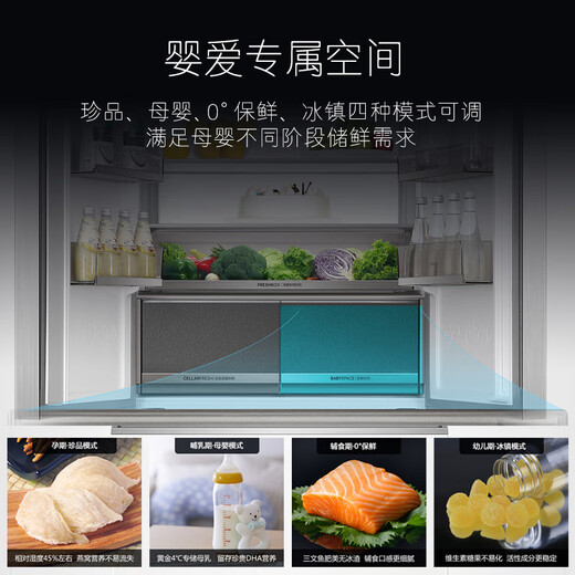 Casarte rough stone 550L Xingyue zero-embedded French multi-door large-capacity dual-system ultra-thin first-class energy-efficiency refrigerator BCD-550WGCFDM4WKU1