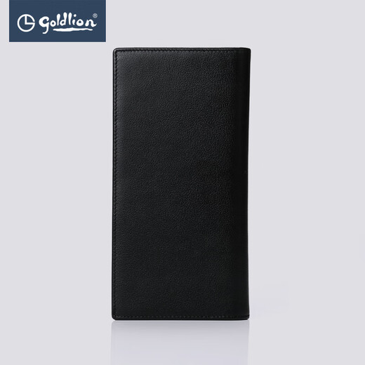 Jinlilai leather goods men's wallet simple long top layer cowhide wallet business card bag light business leather bag merchant shopping mall same style 99K8-Black