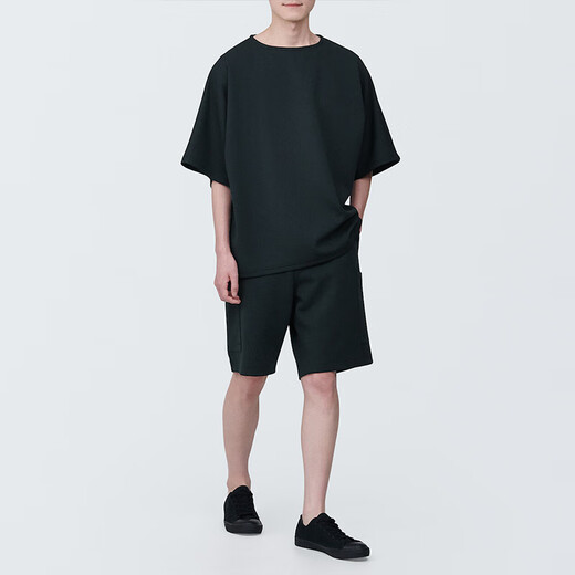MUJI Labo unisex double-layer woven cargo shorts that are not easy to get wet, gender-neutral men and women, black M (170/80A)