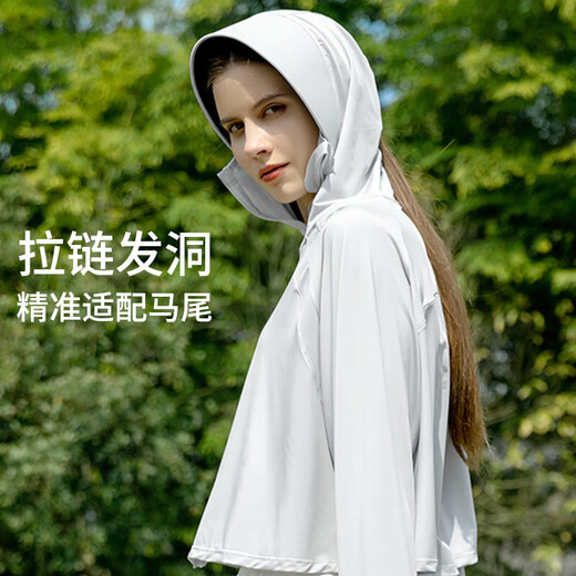 Langsha sun protection clothing women's anti-UV sun protection clothing summer breathable ice silk cool feeling black vinyl hooded jacket skin clothing
