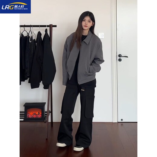 篱人归短款灰色西装外套男秋冬cleanfit行政夹克棉服垫肩美式夹棉棒球服 灰色 L (115-130斤)