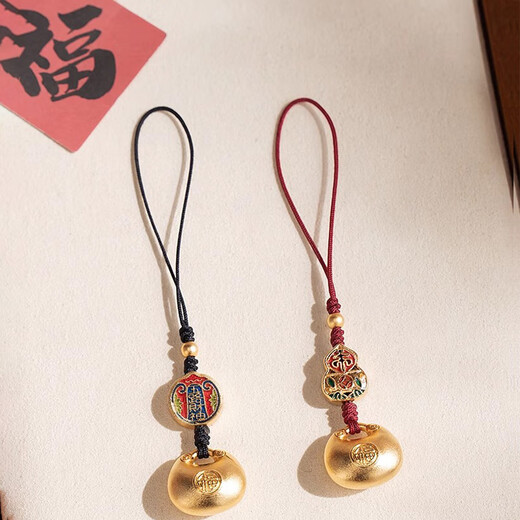 Son élan: accessoires de pendentif de longe de téléphonie mobile, chaîne de téléphonie mobile en laiton, pendentif court de la corde anti-perdure, shajin quinqueux gourde de dieu de richesse, gourde de clés USB
