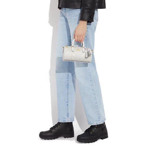 蔻驰（COACH） 女包 LACEY系列 经典老花流苏包笔筒包时尚气质斜挎包 CK689 冰川白 IMRFF