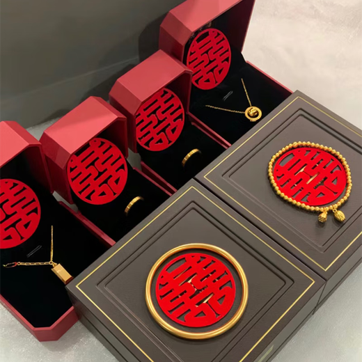 Fat Donglai same style wedding engagement fake three gold fake yellow stage props five sets of jewelry wedding bracelet sand fugitive princess earrings