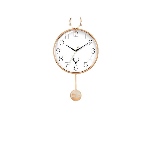 
Nordic light luxury deer head wall clock living room home creative atmospheric modern simple clock decoration fashionable clock wall deer head electroplated gold simple model [6187]
