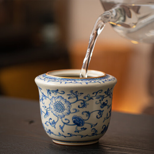 Xiyuanji Blue and White Ru Kiln Wine Warmer Set Ceramic Wine Warmer Household Hot Wine Kettle Yellow Wine White Wine Cup Wine Set Fanhua Ru Kiln Yuanyue Wine Warmer Set