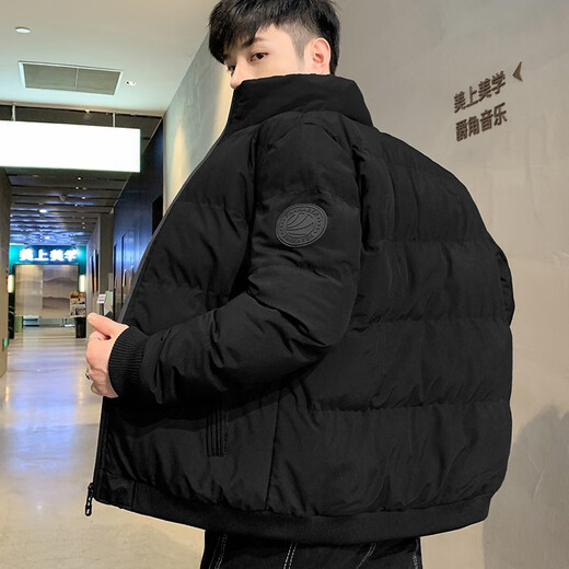 ACLOSMIL stand collar cotton coat men's winter cold protection warm plus velvet thickening casual versatile loose cotton jacket windproof cotton coat FJ981 black XL 130-150Jin Jin equal to 0.5 kg